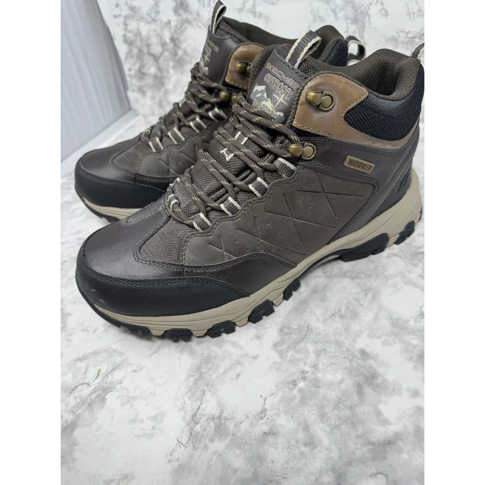 Skechers Outdoor Waterproof Hiking Boots Mens 10 Brown Leather SN 66283 CHOC